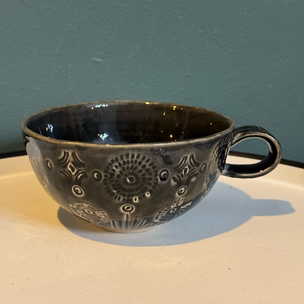 Anthropologie Old Havana Mug / Cup in HTF Charcoal Grey